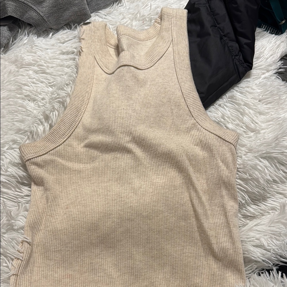 Aerie Cream Ribbed Tank Top